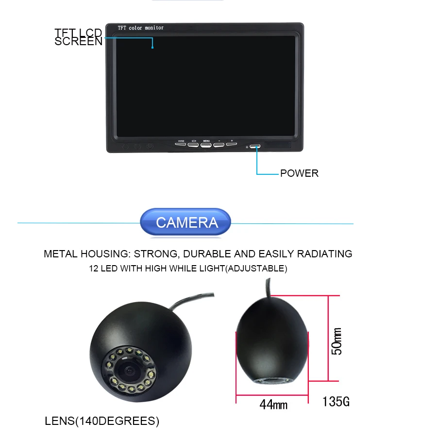 20m Cable  7'' 1000TVL HD Wate - đánh giá và giá Underwater Camera